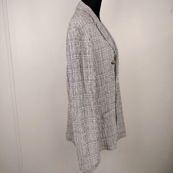 ZARA Textured Houndstooth Plaid Oversized Unstructured Blazer Sz. M - Picture 8 of 12